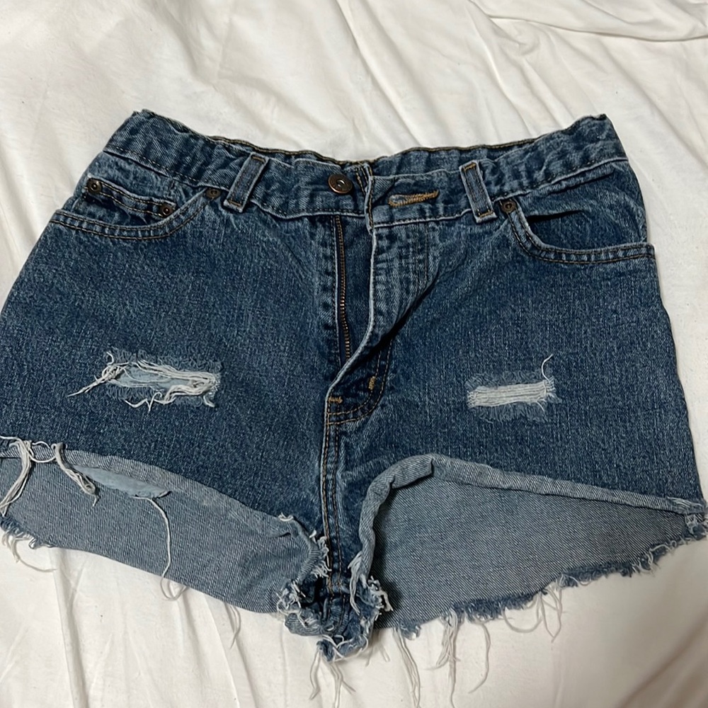 High Rise Distressed Jean Shorts